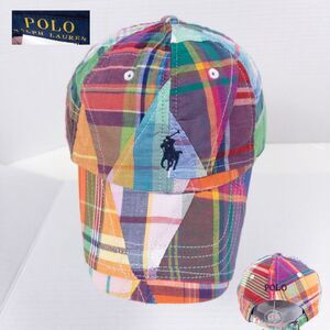 Polo Ralph Lauren Madras Patchwork Plaid Pony Hat Multi Color Adjustable Cap
